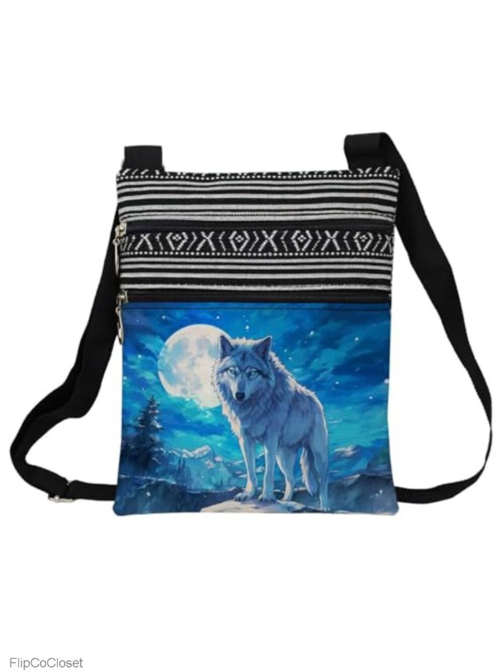 Polyester Crossbody Bag Adjustable Strap Zipper Travel Sling Purse